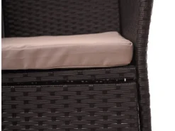 MCW Gartenmöbel-Sets|Balkonmöbel|Poly-Rattan Sitzbank mit Tisch E24 Kissen Creme