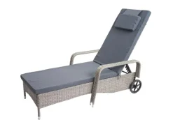 MCW Sonnenliegen|Poly-Rattan Sonnenliege Cesena Kissen Dunkel