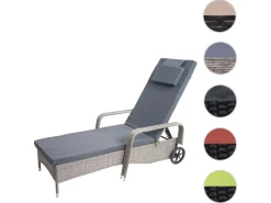 MCW Sonnenliegen|Poly-Rattan Sonnenliege Cesena Kissen Dunkel