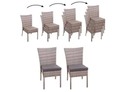 MCW Gartenstühle|Poly-Rattan Stuhl G19 2er-Set Kissen Dunkelgrau