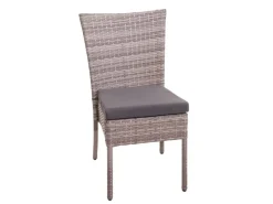 MCW Gartenstühle|Poly-Rattan Stuhl G19 2er-Set Kissen Dunkelgrau