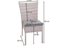 MCW Gartenstühle|Poly-Rattan Stuhl G19 2er-Set Kissen Creme