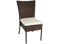 MCW Gartenstühle|Poly-Rattan Stuhl G19 2er-Set Kissen Creme