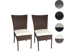 MCW Gartenstühle|Poly-Rattan Stuhl G19 2er-Set Kissen Creme