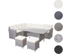 Poly-Rattan-Garnitur A29 Kissen Creme mit 2x Hocker*MCW New