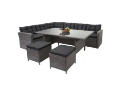 Poly-Rattan-Garnitur A29 Kissen mit 2x Hocker*MCW New