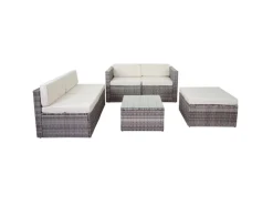 Poly-Rattan-Garnitur D24 Polster Creme*MCW Online