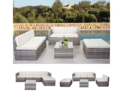 Poly-Rattan-Garnitur D24 Polster Creme*MCW Online