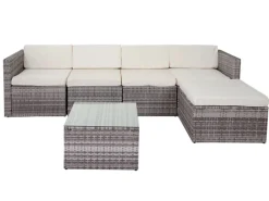 Poly-Rattan-Garnitur D24 Polster Creme*MCW Online