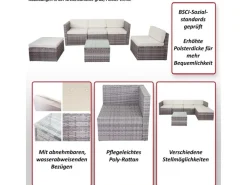 Poly-Rattan-Garnitur D24 Polster Creme*MCW Online