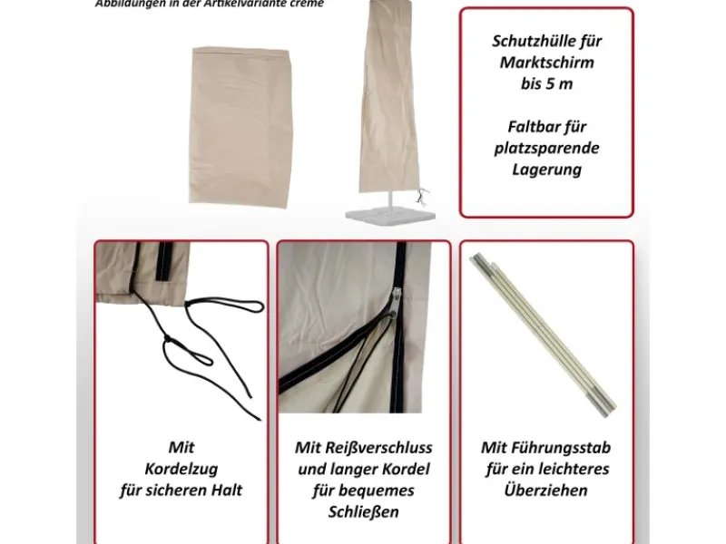 MCW Sonnenschirme|Schutzhülle Carpi für Marktschirm bis 5m Creme
