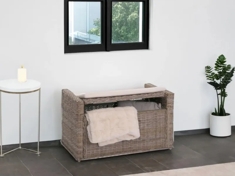 Sitzbank Genua Rattan Staufach Honigfarben*MCW Best