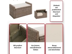Sitzbank Genua Rattan Staufach Honigfarben*MCW Best