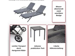 MCW Sonnenliegen|Sonnenliege E27 2er-Set Kissen Dunkelgrau