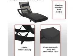 MCW Sonnenliegen|Sonnenliege Phoenix Bezug Schwarz