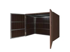 MCW Fahrradboxen|Gartenschränke|WPC-Fahrradgarage J29 Geräteschuppen Fahrradbox Metall Holzoptik Abschließbar 2 Räder 172x213x112cm