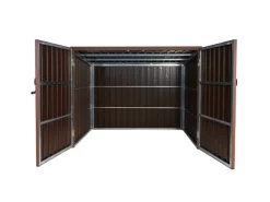 WPC-Fahrradgarage J29 Geräteschuppen Fahrradbox Metall Holzoptik Abschließbar 4 Räder 172x213x160cm*MCW Sale