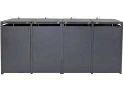 MCW Mülltonnenboxen|XL Mülltonnenverkleidung J81 4er/8er Kirsche-Holzoptik Dunkelbraun 117x284x98cm