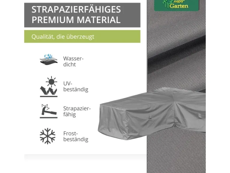 Mehr Garten Schutzhüllen|Premium Schutzhülle für Loungegruppe L-Form 225 x 225 x 80 cm