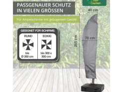 Premium Schutzhülle für Ampelschirm Gestell Gebogen 265 cm x 40 70 50 cm für Schirme Rund bis Ø 350 cm Eckig bis 300 x 300 cm*Mehr Garten Clearance