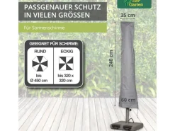Premium Sonnenschirmhülle 220 cm x 30 - 55 cm für Schirme rund bis  400 cm eckig bis 300 x 300 cm*Mehr Garten Sale