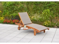 Merxx Sonnenliegen|Gartenliege Acapulco gepolstert Akazie/Textil