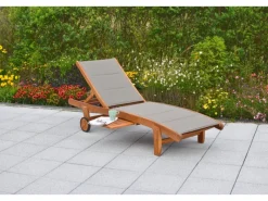 Merxx Sonnenliegen|Gartenliege Acapulco gepolstert Akazie/Textil