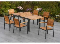 Merxx Gartenmöbel-Sets|Gartenmöbel-Set Santorin 7-teilig Stapelsessel & Ausziehtisch