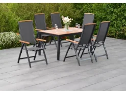 Merxx Gartenmöbel-Sets|Lounge-Gartenmöbel|Gartenmöbelset Siena 7tlg. inkl. Klappsessel u. Tisch 150 x 90 cm