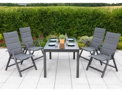 Merxx Gartenmöbel-Sets|Gartenmöbel-Set Taviano 5-teilig Grau Ausziehtisch