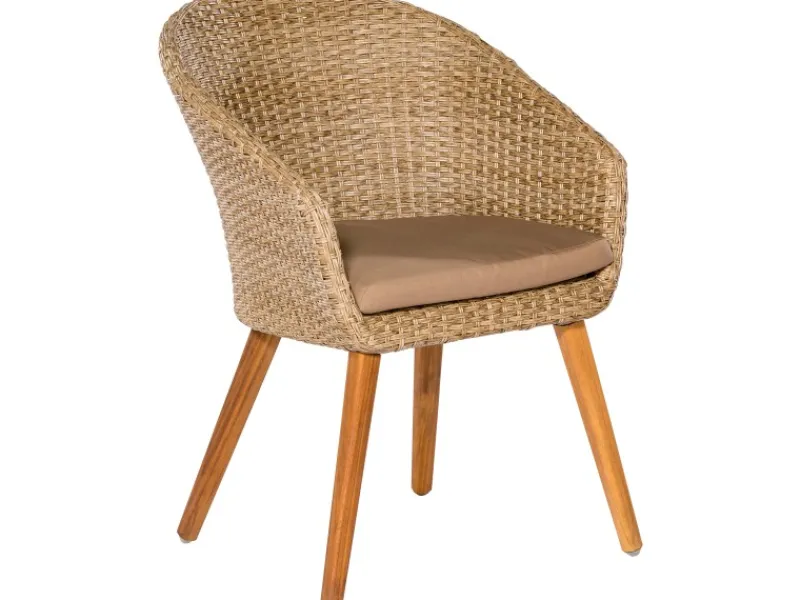 Merxx Gartenstühle|Gartensessel-Set Arrone 2-tlg. Naturfarbenes Kunststoffgeflecht