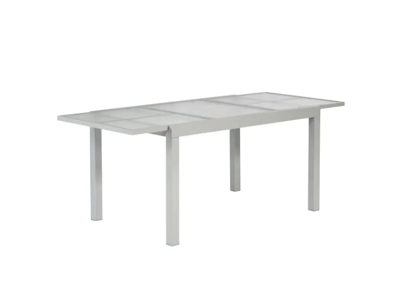 Merxx Gartentische|Gartentisch Ausziehbar 120/180 x 90 cm Silber Aluminium Glas