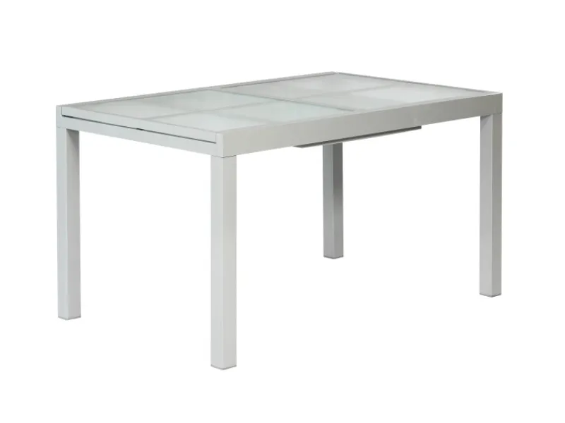 Merxx Gartentische|Gartentisch Ausziehbar 120/180 x 90 cm Silber Aluminium Glas