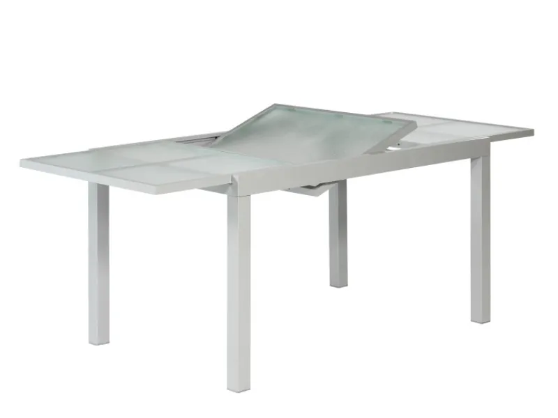 Merxx Gartentische|Gartentisch Ausziehbar 120/180 x 90 cm Silber Aluminium Glas