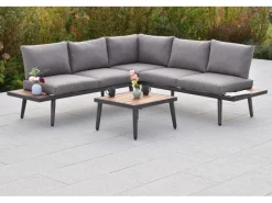 Korfu Eck-Set Eckbank mit seitlicher Ablage Gartentisch*Merxx New