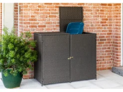 Merxx Mülltonnenboxen|Mülltonnenabdeckung für 2 Mülltonnen Grau