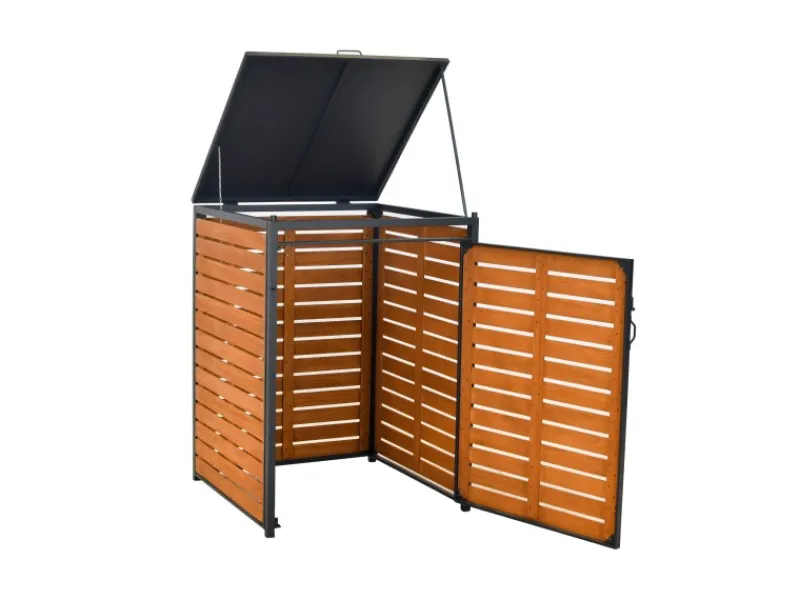 Merxx Mülltonnenboxen|Mülltonnenabdeckung Basis Klein Alu/Akazie