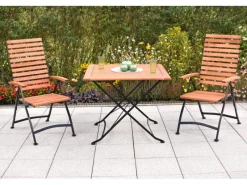 Schlossgarten Set 3-tlg. 2 Klappsessel Klapptisch 90 x 90 cm*Merxx