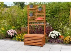 Merxx Auflagenboxen|Sichtschutz Kissenbox u. Ablagefläche Akazienholz geölt
