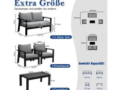 Gartenmöbel-Sets|Balkonmöbel|MeXo Aluminium Balkonmöbel Set für 4 Personen