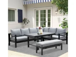 Lounge-Gartenmöbel|Gartenmöbel-Sets|MeXo Aluminium Lounge-Set mit Esstisch für 8 Personen