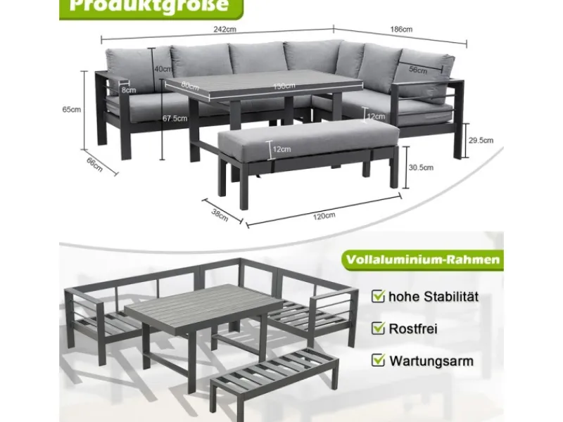 MeXo Aluminium Lounge-Set mit Esstisch für 8 Personen* Online