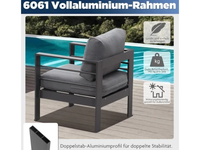 MeXo Gartenmöbel Set aus Aluminium Loungeset für 5 Personen* Clearance