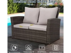 Gartenmöbel-Sets|MeXo Poly Rattan Balkonmöbel Set für 4 Personen
