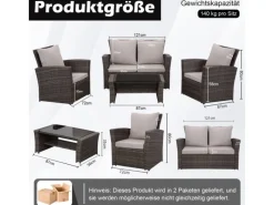 Gartenmöbel-Sets|MeXo Poly Rattan Balkonmöbel Set für 4 Personen