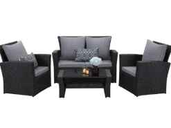 Lounge-Gartenmöbel|Gartenmöbel-Sets|MeXo Poly Rattan Balkonmöbel Set für 4 Personen