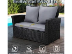 Lounge-Gartenmöbel|Gartenmöbel-Sets|MeXo Poly Rattan Balkonmöbel Set für 4 Personen