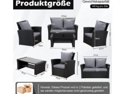 Lounge-Gartenmöbel|Gartenmöbel-Sets|MeXo Poly Rattan Balkonmöbel Set für 4 Personen