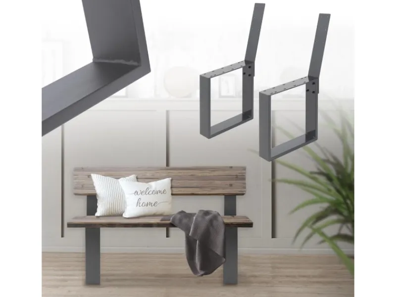 ML-Design Gartenmöbel-Sets|2 Stück Bankbeine aus Stahl Massiv 40x78,5cm mit Rückenlehne