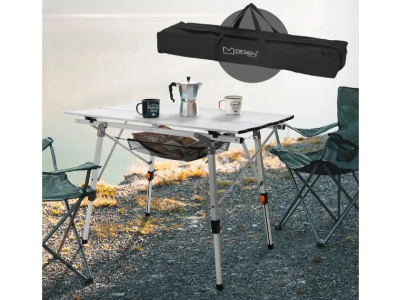 Campingtisch Faltbar 90x51,5 cm Aluminium Höhenverstellbar Silber*ML-Design Discount